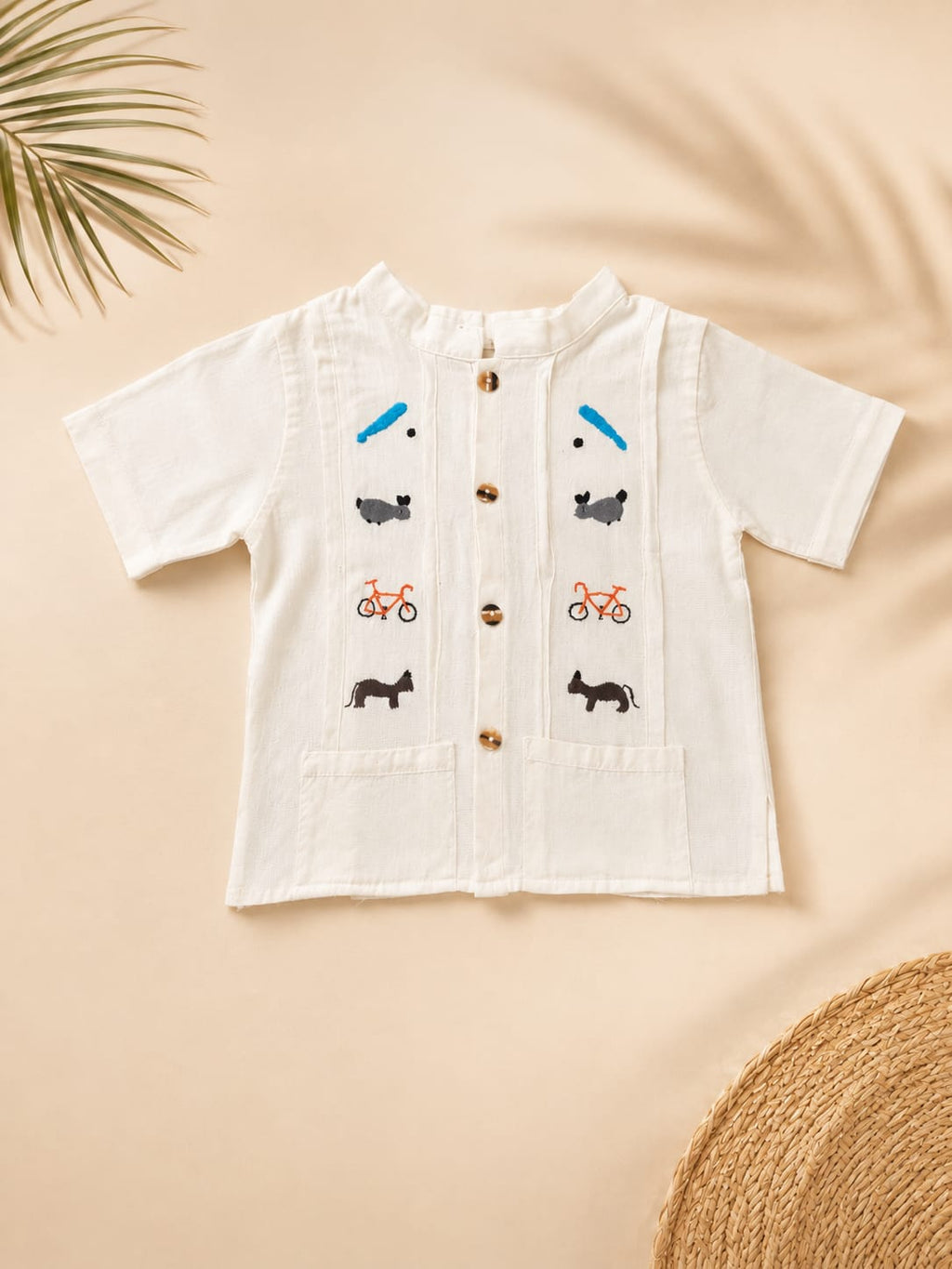 Handmade Boys' Embroidered Linen Set | Cream Color | Oaxaca Artisan Collection