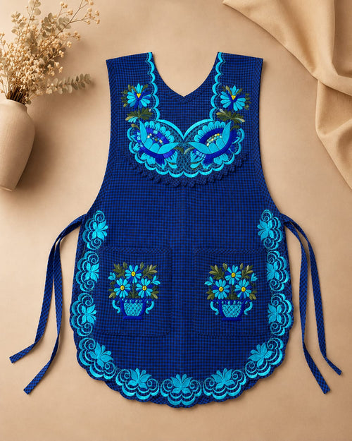 Oaxacan Blue Escapulario Apron