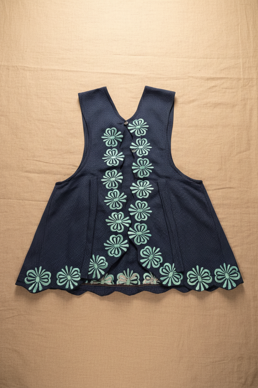 Mandil bordado oaxaqueño flat lay