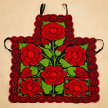Mandil Artesanal Oaxaqueño con Bordados Rojos